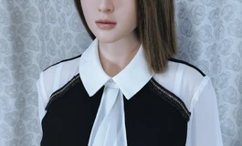 白拼黑连衣裙女装，淡雅之美